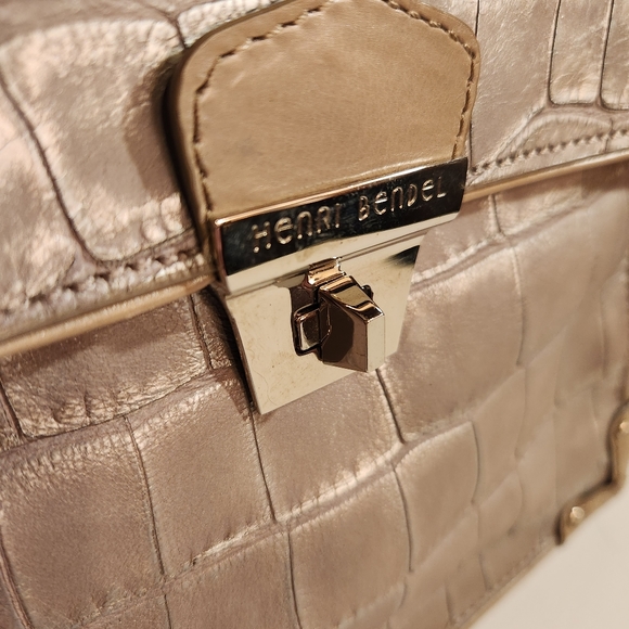 Henri bendel silver gray shoulder bag Satchel crocodile embossed leather - Picture 3 of 6